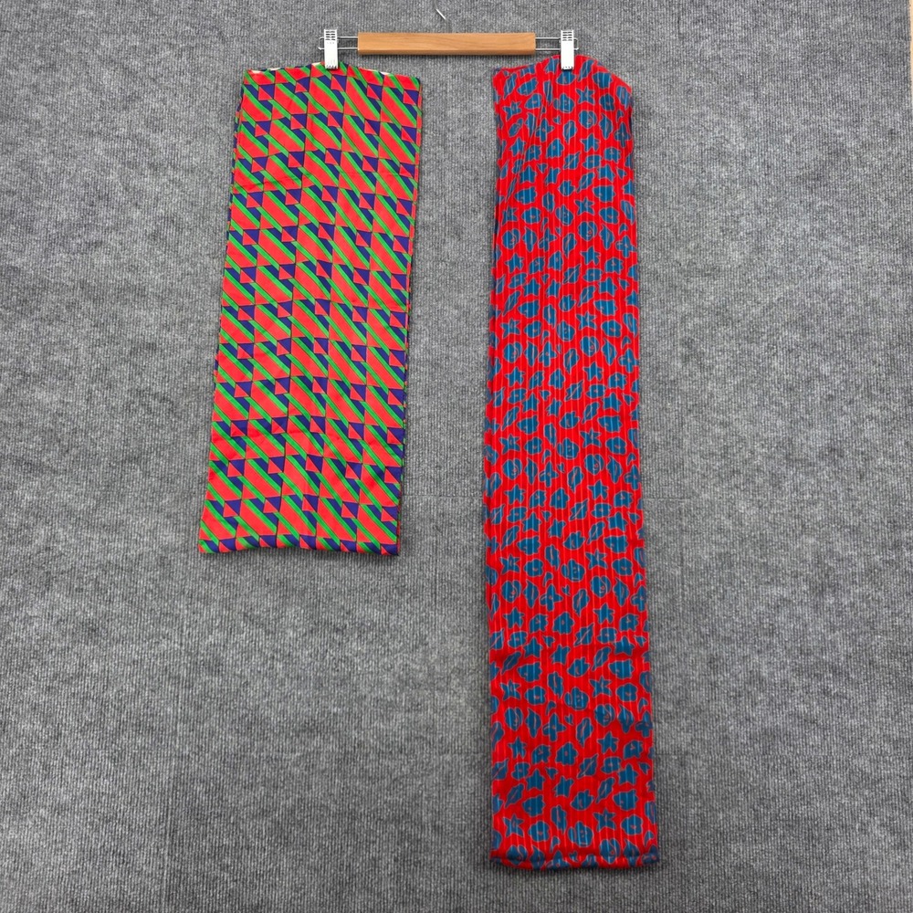 Lot of 2 Vintage Style Geometric and Abstract Print Scarves Red Green Blue